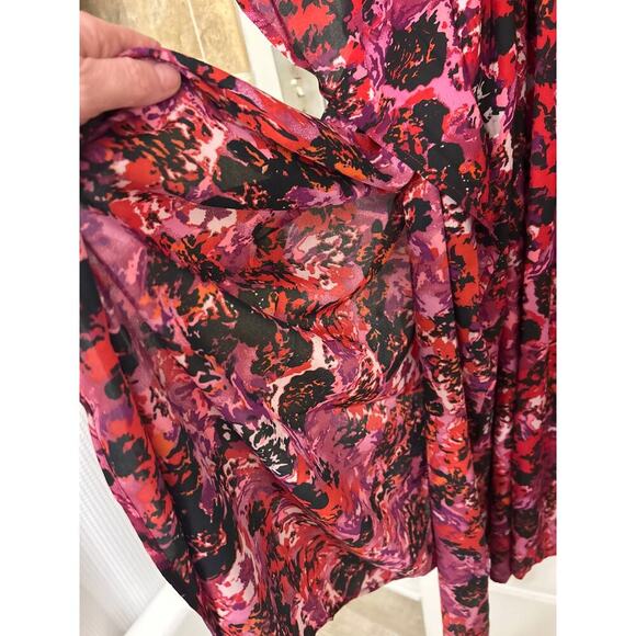 Miss Lavish Red & Pink Floral Midi Kaftan Swim Cover Up Dress Size 3X New - Picture 7 of 15